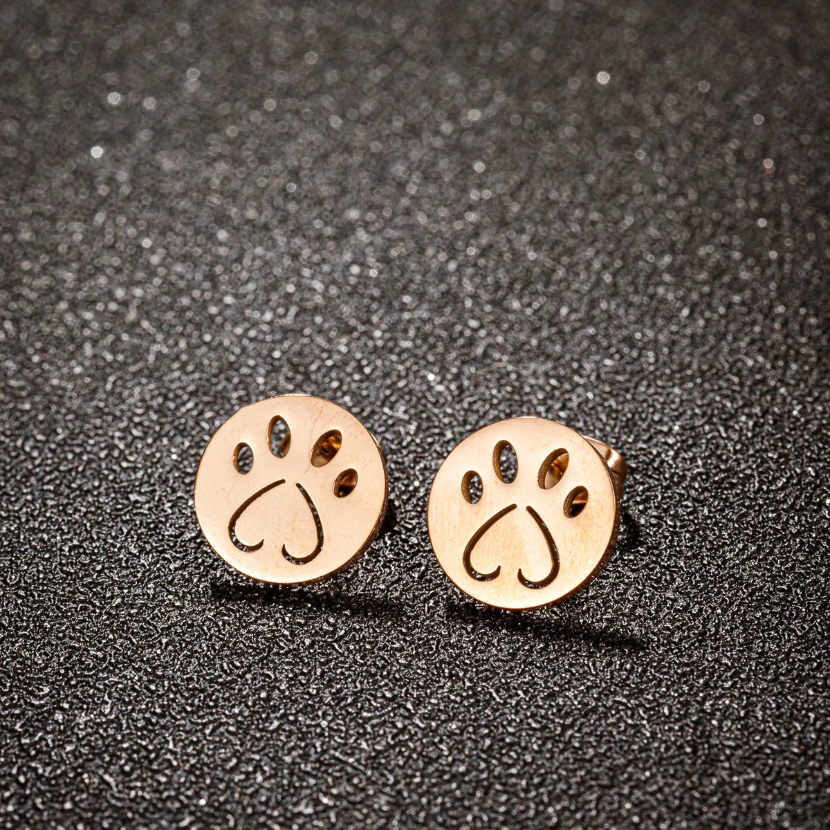 1 Pair Sweet Simple Style Paw Print Plating 304 Stainless Steel 18K Gold Plated Ear Studs