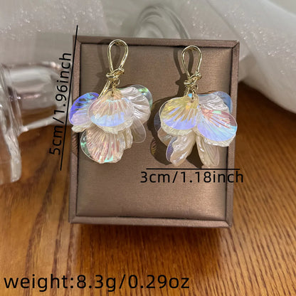 1 Pair Sweet Simple Style Petal Resin Drop Earrings