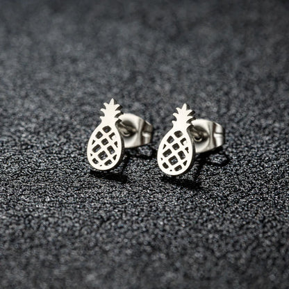 1 Pair Sweet Simple Style Pineapple Snowflake Polishing 304 Stainless Steel 18K Gold Plated Ear Studs