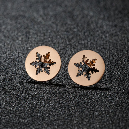 1 Pair Sweet Simple Style Pineapple Snowflake Polishing 304 Stainless Steel 18K Gold Plated Ear Studs