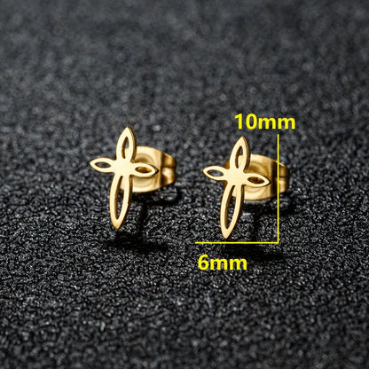 1 Pair Sweet Simple Style Pineapple Snowflake Polishing 304 Stainless Steel 18K Gold Plated Ear Studs