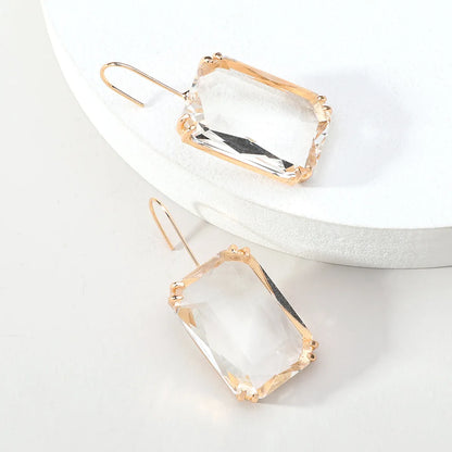 1 Pair Sweet Simple Style Rectangle Inlay Alloy Glass Ear Hook