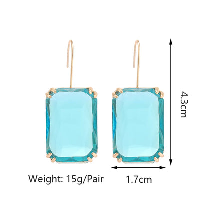 1 Pair Sweet Simple Style Rectangle Inlay Alloy Glass Ear Hook