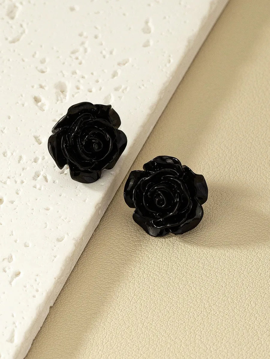 1 Pair Sweet Simple Style Rose Arylic Acrylic Ear Studs