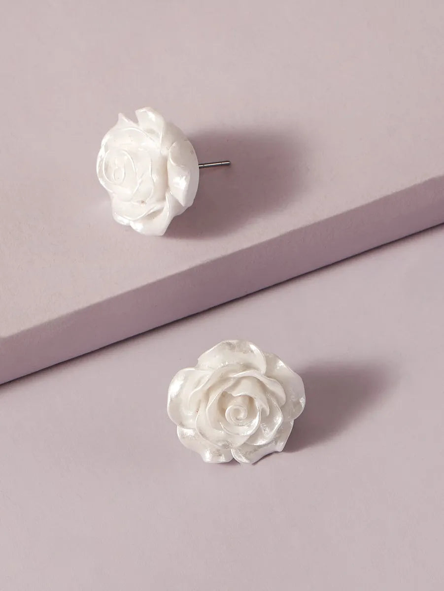 1 Pair Sweet Simple Style Rose Arylic Acrylic Ear Studs