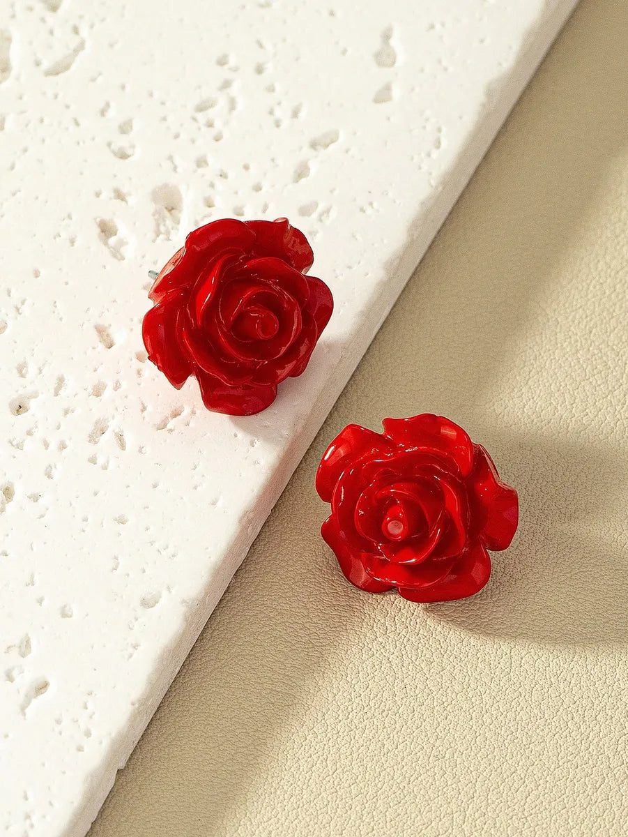 1 Pair Sweet Simple Style Rose Arylic Acrylic Ear Studs