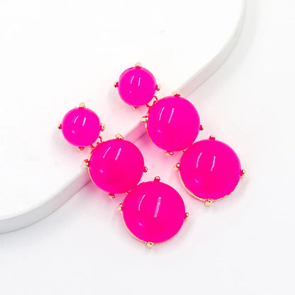 1 Pair Sweet Simple Style Round Inlay Alloy Resin Drop Earrings