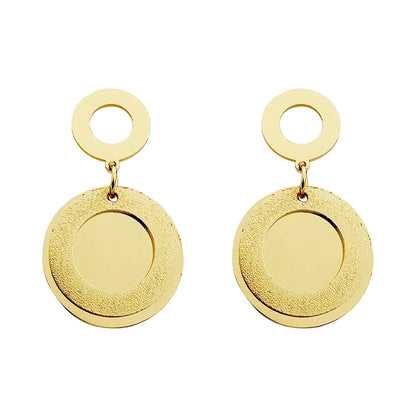 1 Pair Sweet Simple Style Round Plating Stainless Steel Gold Plated Drop Earrings