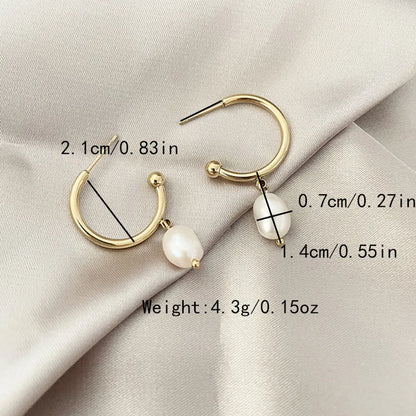 1 Pair Sweet Simple Style Round Tassel Plating Stainless Steel Freshwater Pearl 14k Gold Plated Drop Earrings