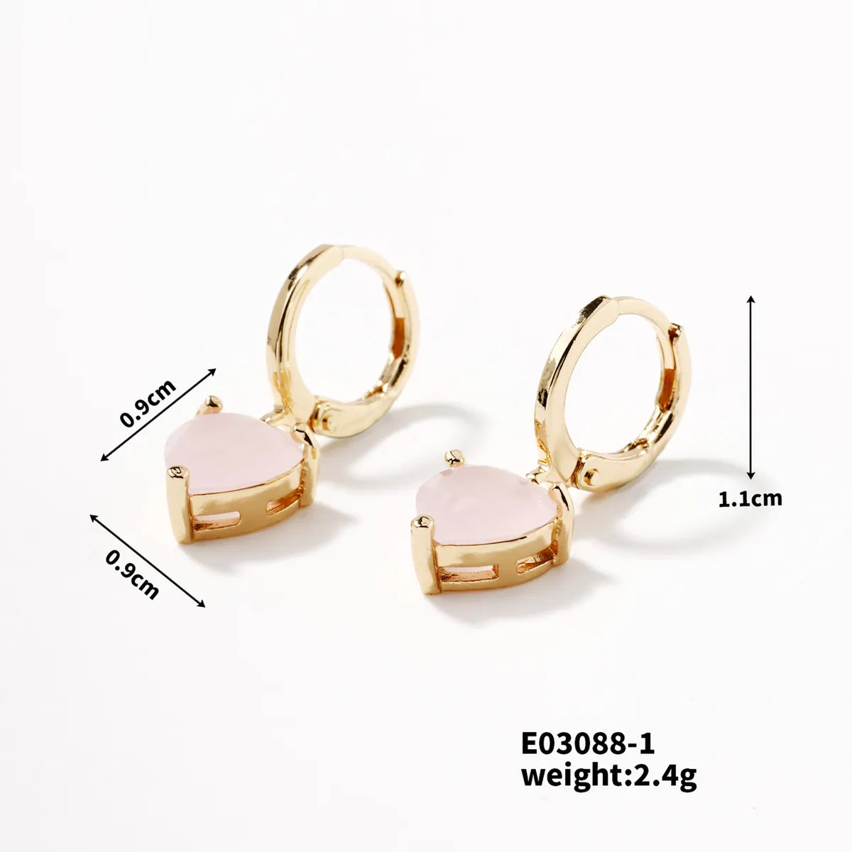 1 Pair Sweet Simple Style Round Water Droplets Plating Inlay Copper Glass K Gold Plated Drop Earrings