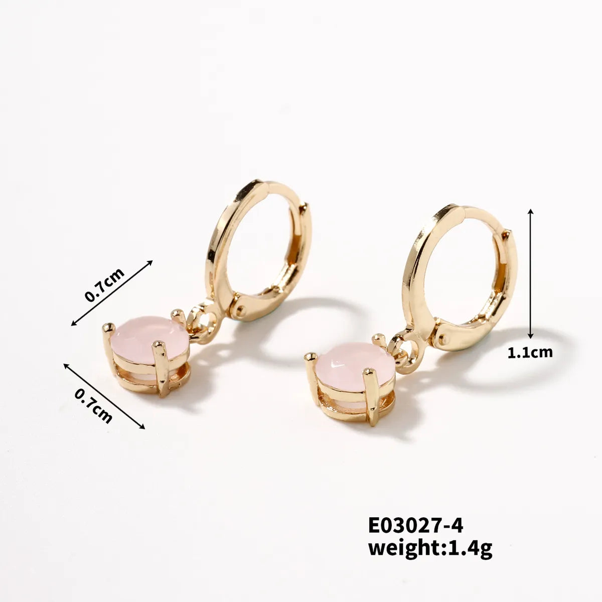 1 Pair Sweet Simple Style Round Water Droplets Plating Inlay Copper Glass K Gold Plated Drop Earrings