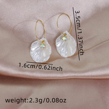 1 Pair Sweet Simple Style Shell Inlay Resin Rhinestones Drop Earrings