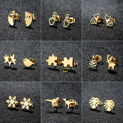 1 Pair Sweet Simple Style Snowflake Irregular Polishing Plating 304 Stainless Steel 18K Gold Plated Ear Studs