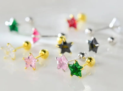 1 Pair Sweet Simple Style Star Plating Inlay Sterling Silver Ear Studs