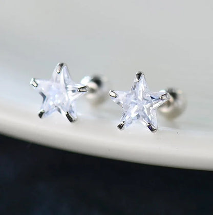 1 Pair Sweet Simple Style Star Plating Inlay Sterling Silver Ear Studs