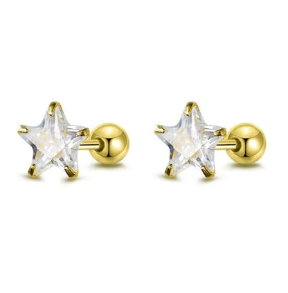 1 Pair Sweet Simple Style Star Plating Inlay Sterling Silver Ear Studs