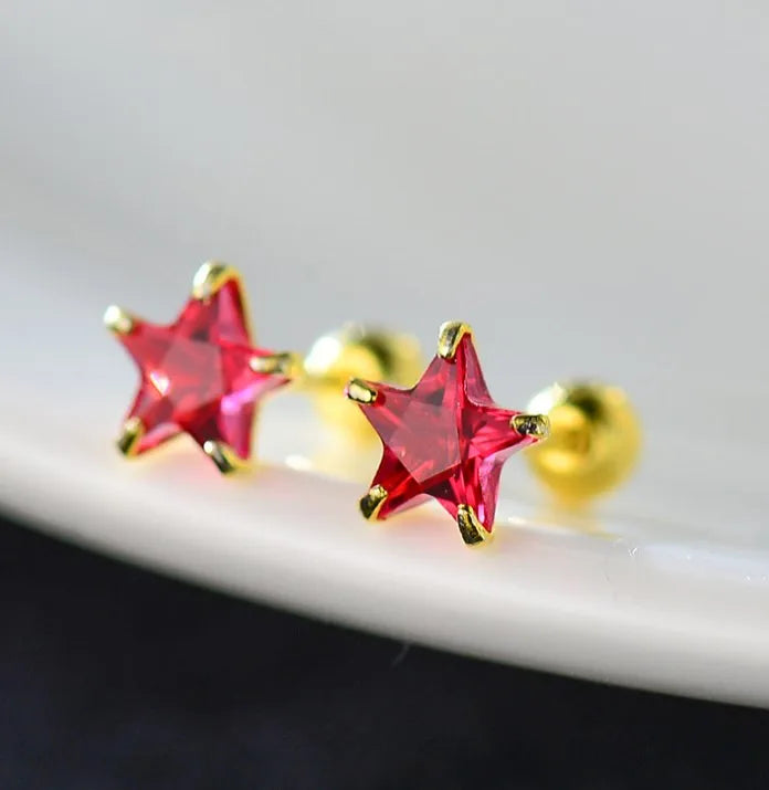 1 Pair Sweet Simple Style Star Plating Inlay Sterling Silver Ear Studs