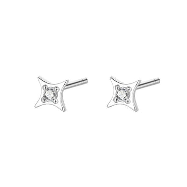 1 Pair Sweet Simple Style Star Polishing Inlay Sterling Silver Zircon Ear Studs