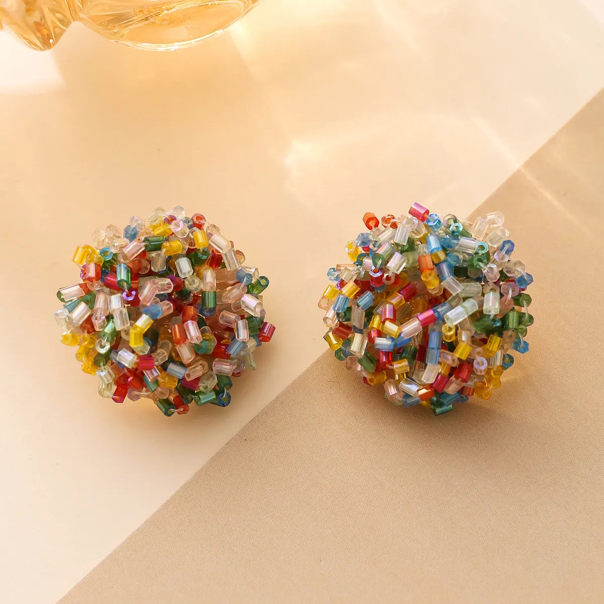 1 Pair Sweet Solid Color Beaded Seed Bead Ear Studs