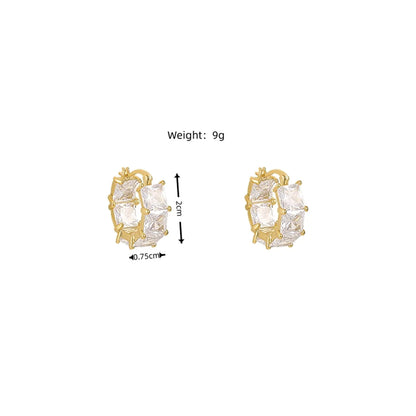 1 Pair Sweet Solid Color Plating Inlay Copper Zircon Gold Plated Earrings