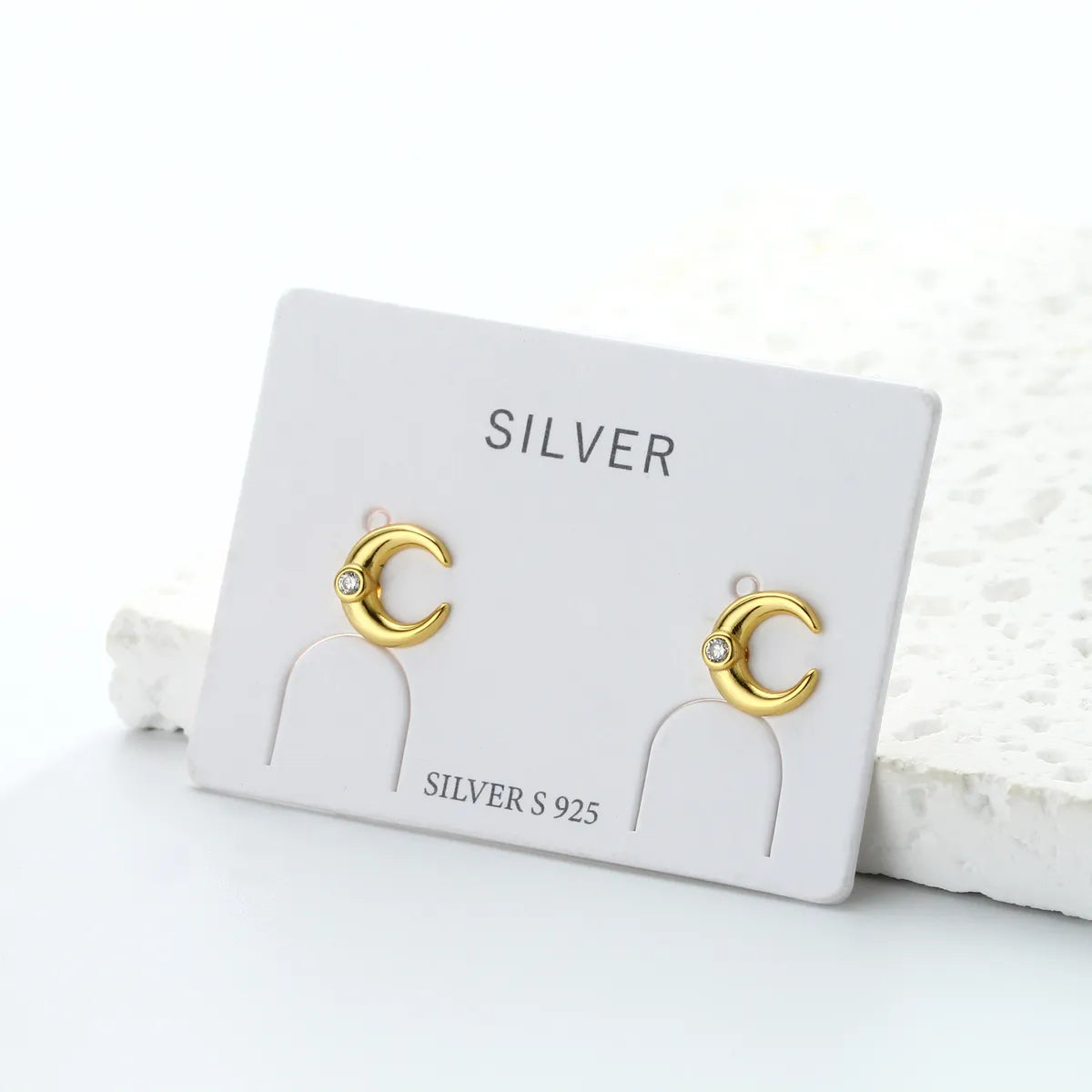 1 Pair Sweet Solid Color Plating Inlay Sterling Silver Zircon Gold Plated Ear Studs