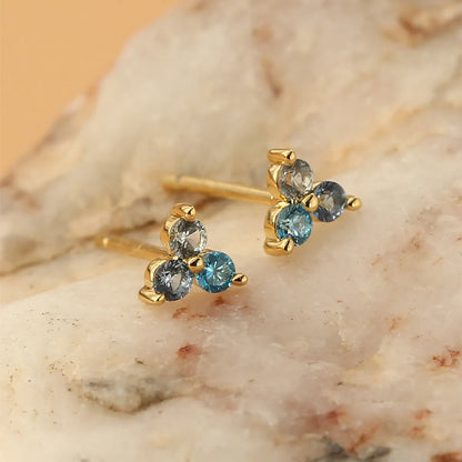 1 Pair Sweet Square Flower Plating Inlay Copper Zircon 18k Gold Plated Ear Studs