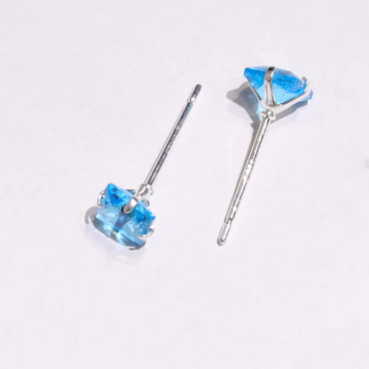 1 Pair Sweet Square Inlay Sterling Silver Zircon Ear Studs