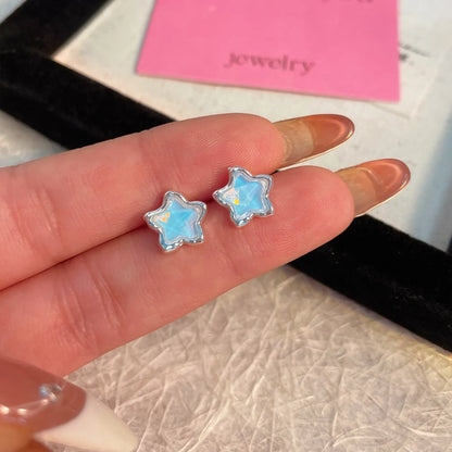 1 Pair Sweet Star Inlay Alloy Zircon Drop Earrings