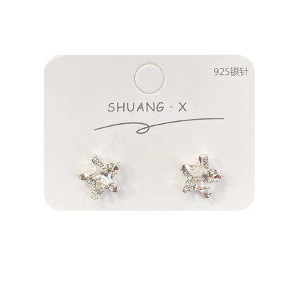 1 Pair Sweet Star Inlay Alloy Zircon Ear Studs