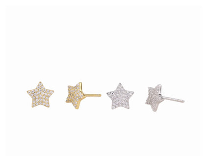 1 Pair Sweet Star Plating Inlay Sterling Silver Zircon Ear Studs