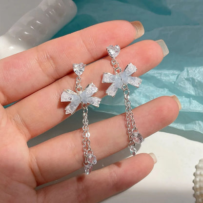 1 Pair Sweet Star Waves Artificial Crystal Artificial Pearl Alloy Drop Earrings Ear Studs