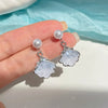 1 Pair Sweet Star Waves Artificial Crystal Artificial Pearl Alloy Drop Earrings Ear Studs