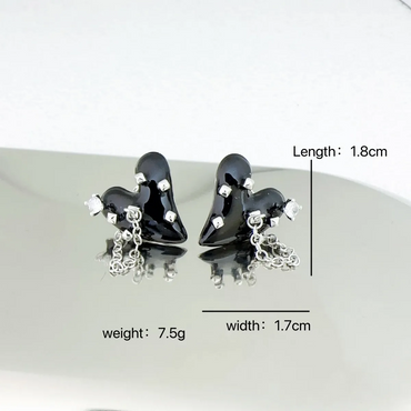 1 Pair Sweet Strawberry Chain Inlay Alloy Rhinestones Ear Studs