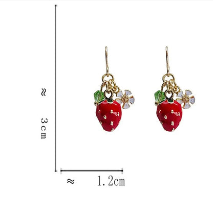 1 Pair Sweet Strawberry Plating Inlay Alloy Glass Drop Earrings