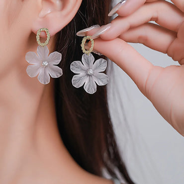 1 Pair Sweet Streetwear Flower Plating Inlay Alloy Artificial Gemstones Artificial Pearls Drop Earrings Ear Studs