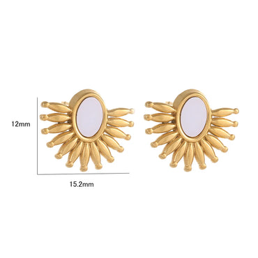 1 Pair Sweet Sun Stainless Steel Shell 18K Gold Plated Ear Studs