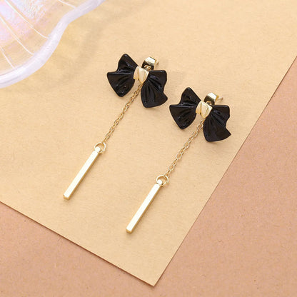 1 Pair Sweet Tassel Bow Knot Plating Alloy Drop Earrings