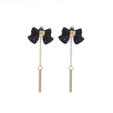 1 Pair Sweet Tassel Bow Knot Plating Alloy Drop Earrings