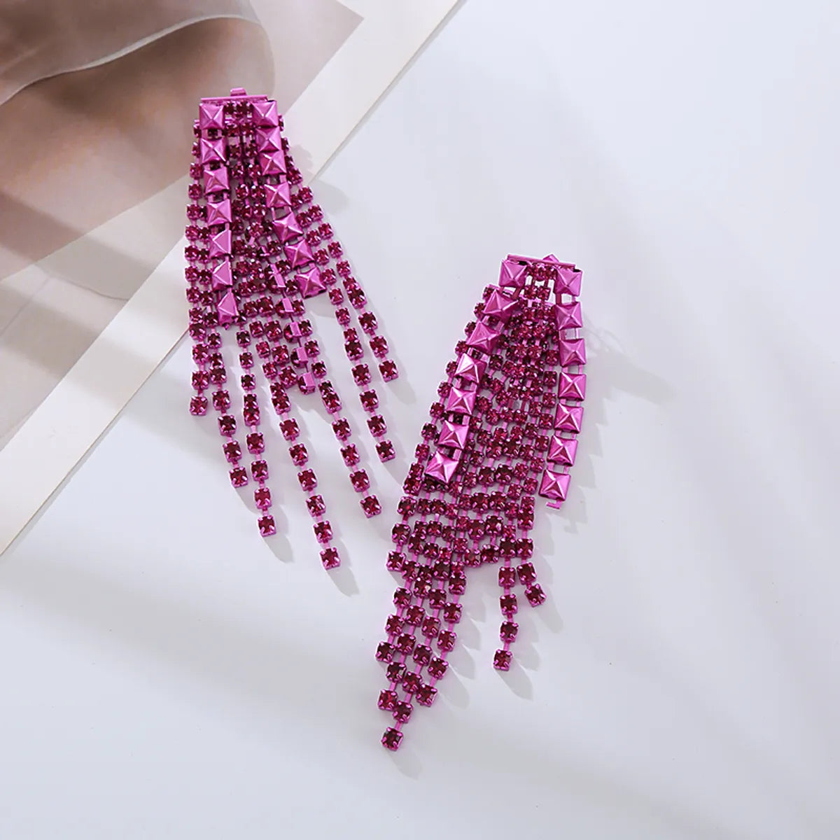 1 Pair Sweet Tassel Inlay Alloy Rhinestones Drop Earrings