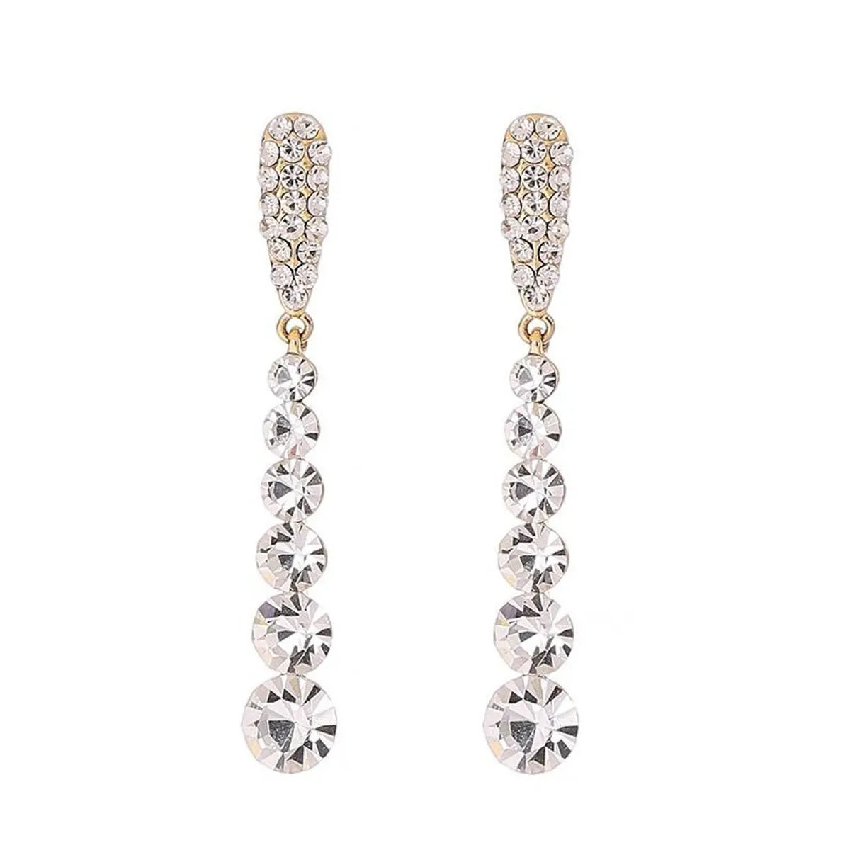 1 Pair Sweet Water Droplets Tassel Inlay Alloy Rhinestones Drop Earrings