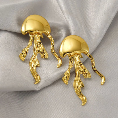 1 Pair Tropical Octopus Polishing 304 Stainless Steel 18K Gold Plated Drop Earrings