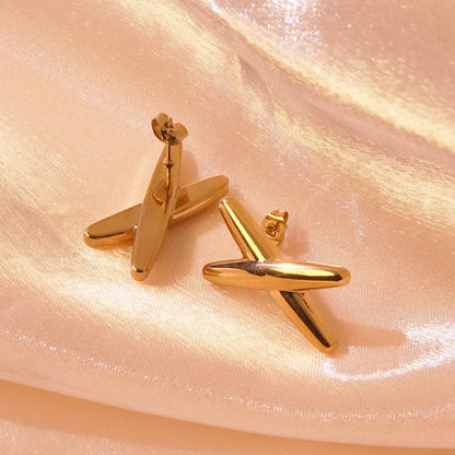 1 Pair Tropical Simple Style Artistic Geometric Letter Plating 304 Stainless Steel 18K Gold Plated Ear Studs