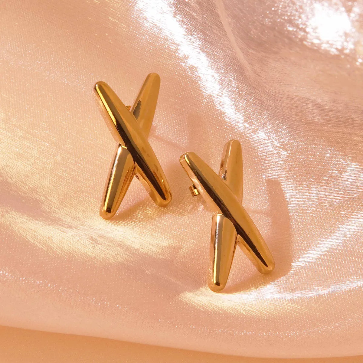 1 Pair Tropical Simple Style Artistic Geometric Letter Plating 304 Stainless Steel 18K Gold Plated Ear Studs