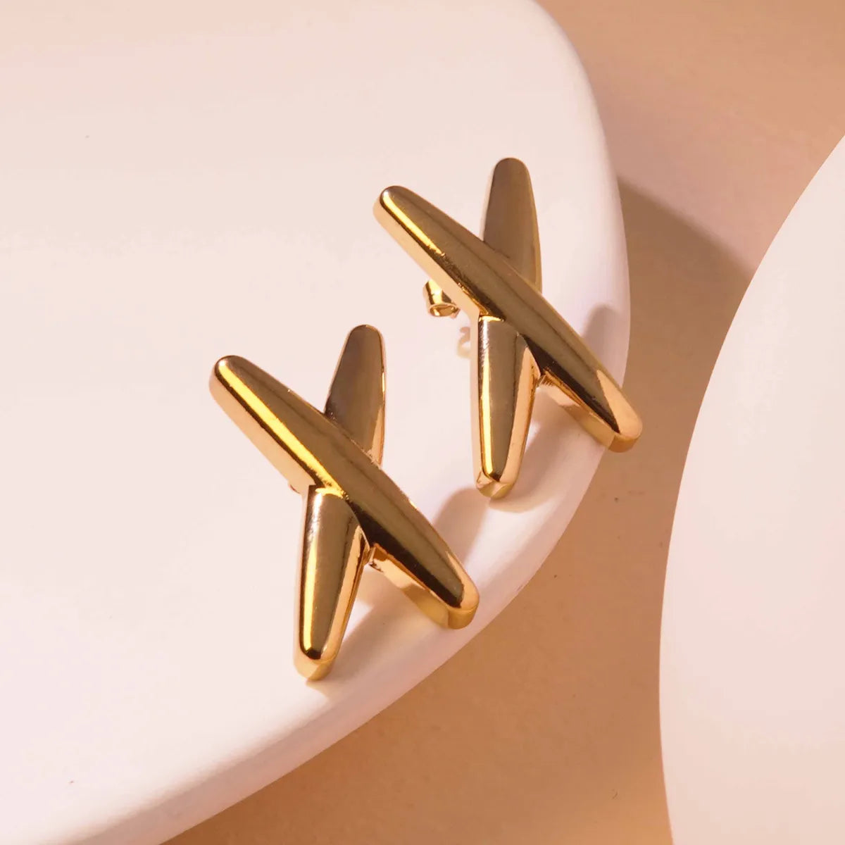 1 Pair Tropical Simple Style Artistic Geometric Letter Plating 304 Stainless Steel 18K Gold Plated Ear Studs