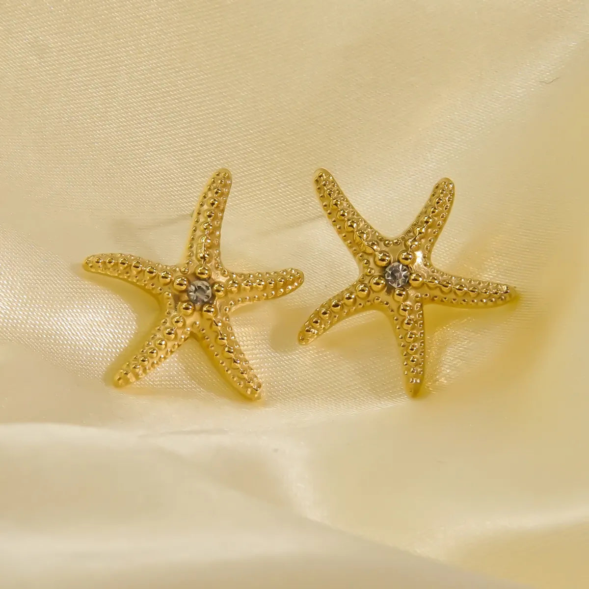 1 Pair Tropical Simple Style Starfish Plating Inlay Stainless Steel Zircon Ear Studs