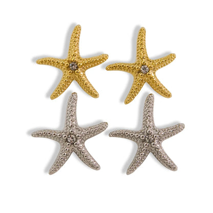 1 Pair Tropical Simple Style Starfish Plating Inlay Stainless Steel Zircon Ear Studs