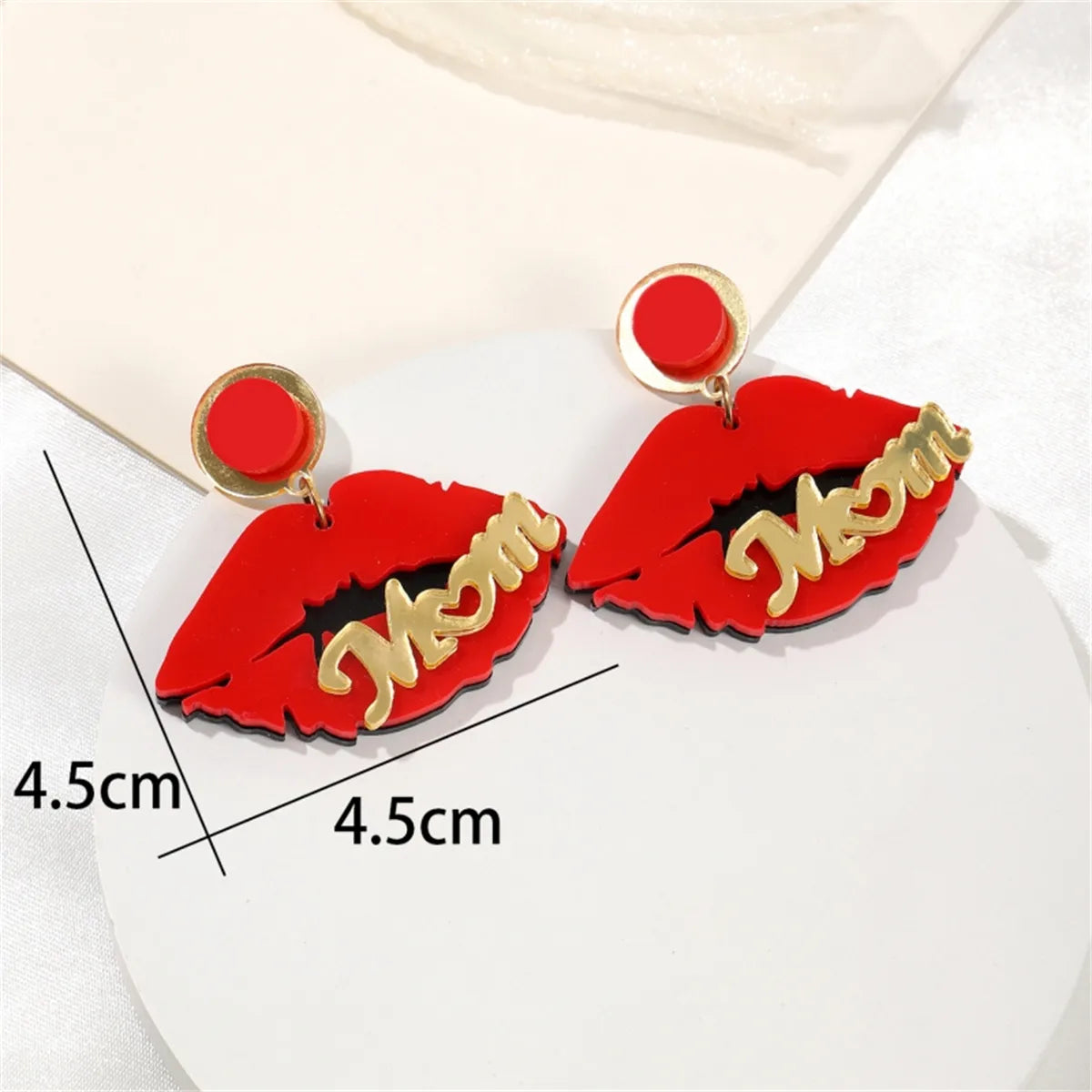 1 Pair Vacation Artistic Lips Printing Arylic Drop Earrings