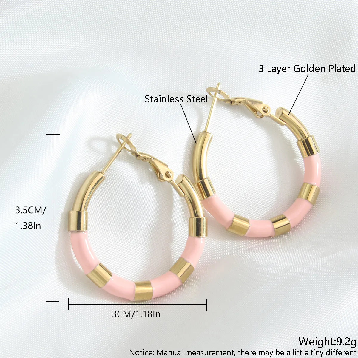 1 Pair Vacation Beach Geometric Enamel Plating Stainless Steel 18K Gold Plated Earrings