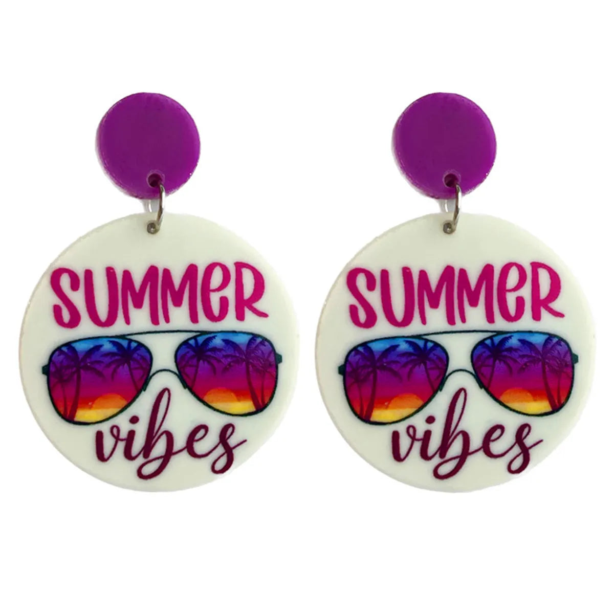 1 Pair Vacation Beach Letter Coconut Tree Arylic Drop Earrings