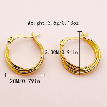 1 Pair Vacation Beach Simple Style C Shape Lines Plating Stainless Steel Gold Plated Ear Studs